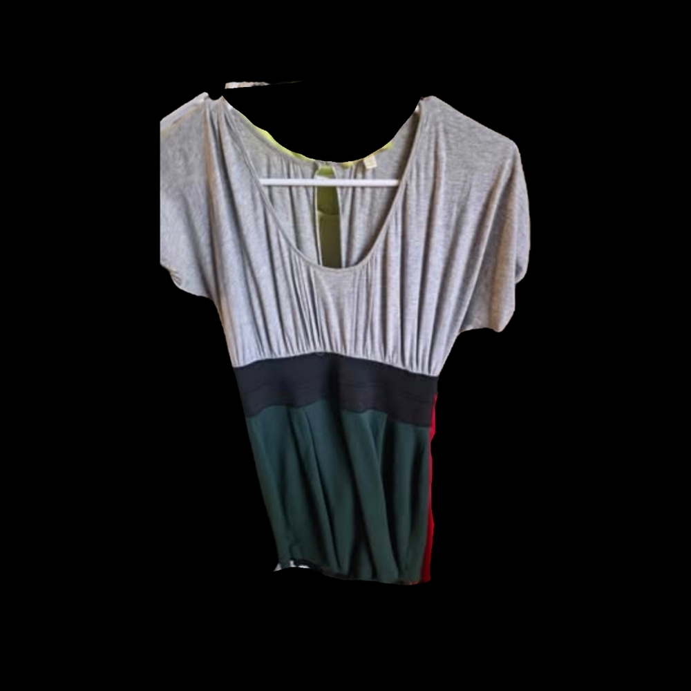 Gianni Bini Gray and Green Colorblock Dress